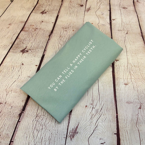 Women's "You can tell a happy cyclist by the flies in their teeth" Back print T-Shirt